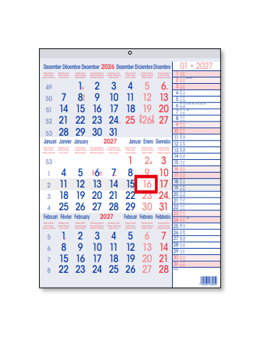 KALENDER 3-MAAND + MEMO NEUTRE