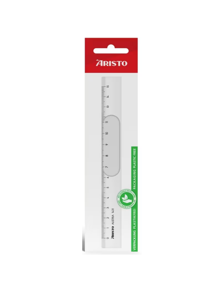 Liniaal Aristo 15cm glas- helder plexiglas