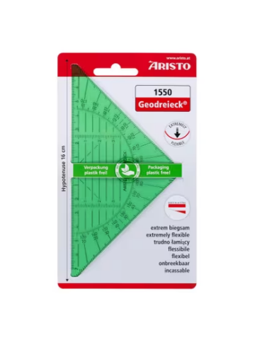 Geodriehoek Aristo 14cm groen flexibel blisterverpakking