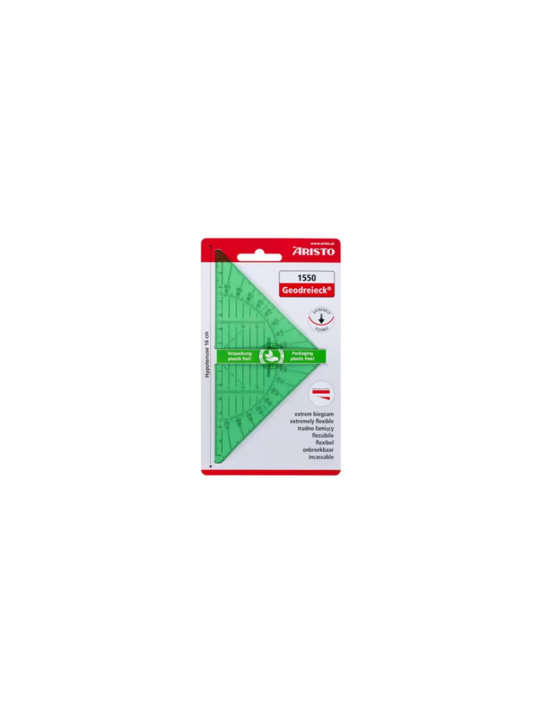 Geodriehoek Aristo 14cm groen flexibel blisterverpakking