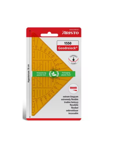 Geodriehoek Aristo 14cm oranje flexibel blisterverpakking