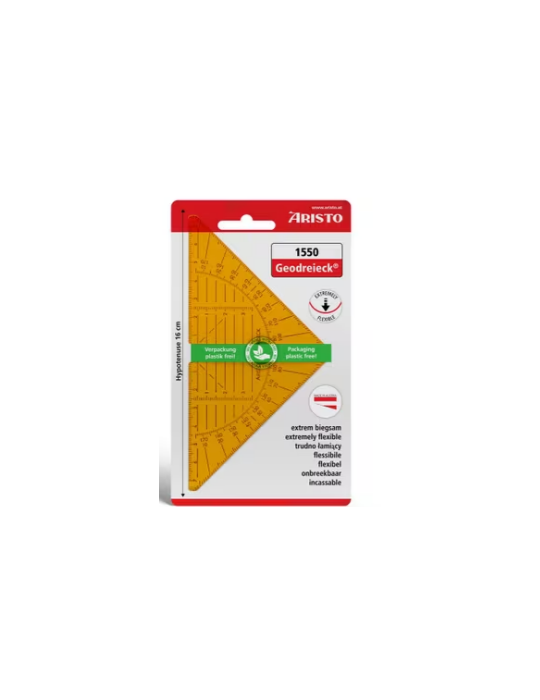 Geodriehoek Aristo 14cm oranje flexibel blisterverpakking