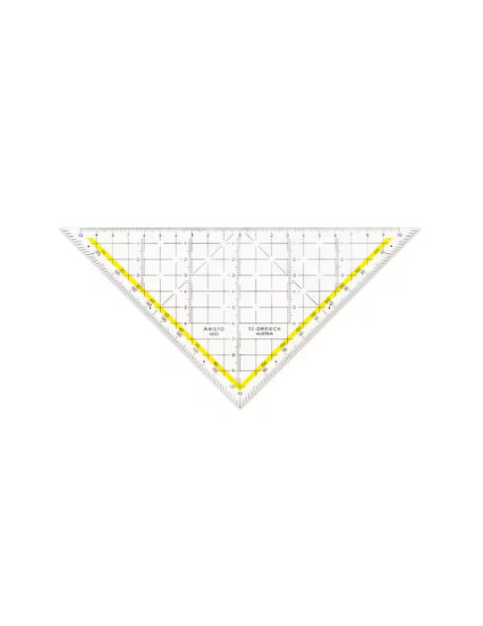 Equerre de dessin technique sans poignée, hypoténuse 22.5 cm