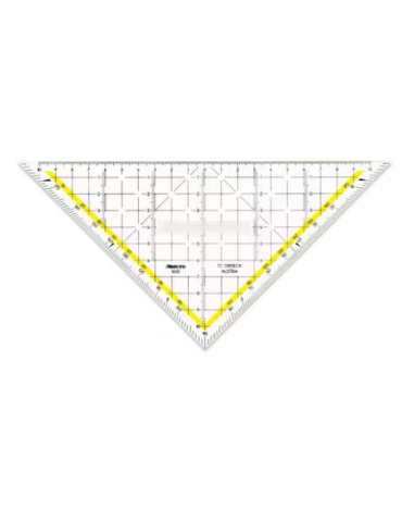 Equerre de dessin technique avec poignée, hypoténuse 22.5 cm