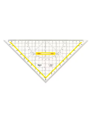 Equerre de dessin technique avec poignée amovible, hypoténuse 25 cm