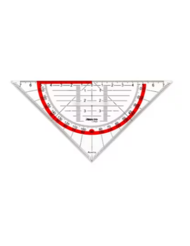 Equerre géométrique avec poignée, hypoténuse 14 cm