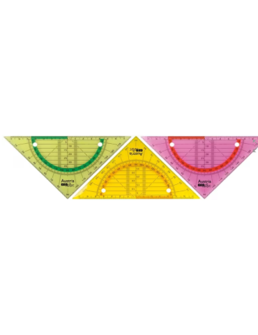 GeoFlex équerre géométrique, hypoténuse 14cm couleurs neon