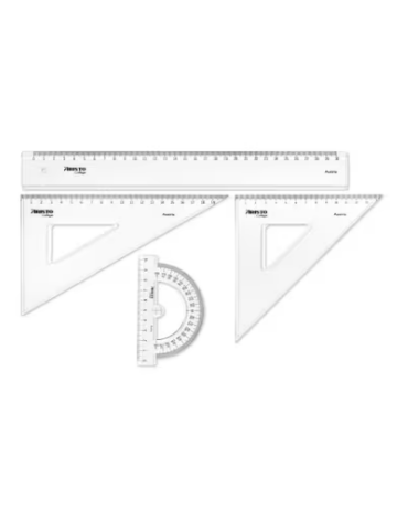Geometrieset lin 30cm, 3H 45° 3H 60°/30°, gradenboog 12cm