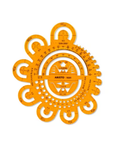 Gabarit d'arrondissement Aristo 0,5-40mm, orange transparent