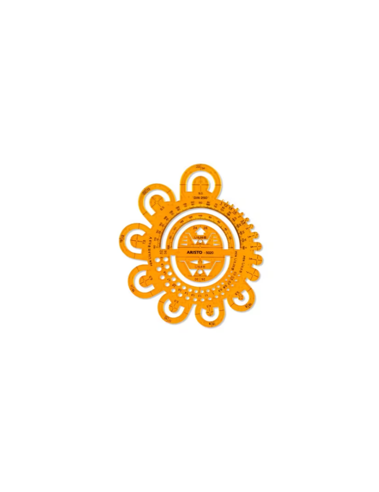 Gabarit d'arrondissement Aristo 0,5-40mm, orange transparent