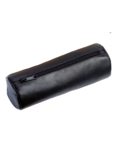 Trousse ronde Alassio, XXL, cuir noir 22x9cm