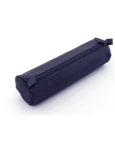 Trousse ronde Alassio cuir véritable bleu 21x6cm