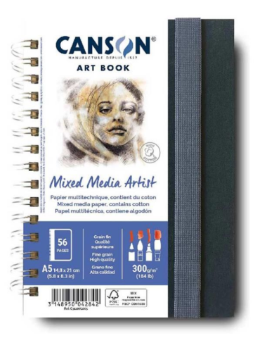 BOOK SPIRALE GRAND COTE 28FL/56P MIXED MEDIA ARTIST A5 300G PORTRAIT