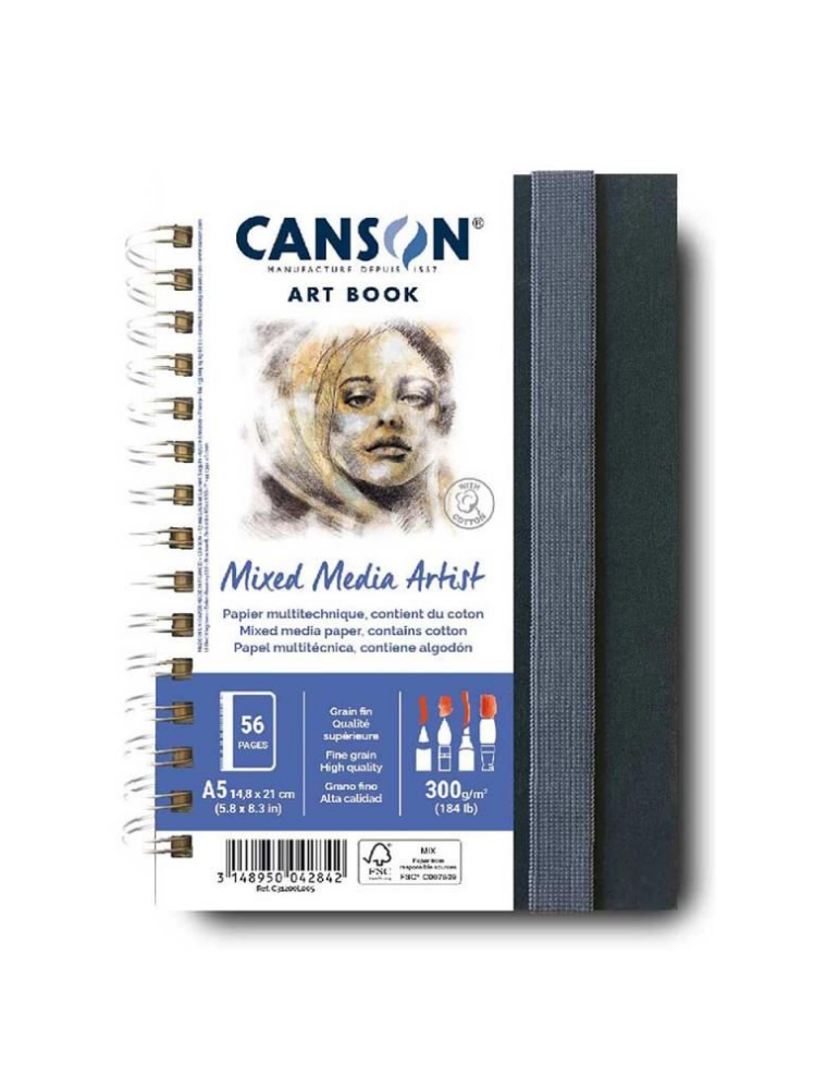 BOOK SPIRALE GRAND COTE 28FL/56P MIXED MEDIA ARTIST A5 300G PORTRAIT