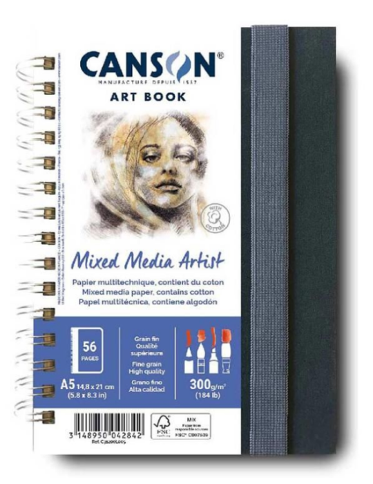 BOOK SPIRALE GRAND COTE 28FL/56P MIXED MEDIA ARTIST A5 300G PORTRAIT