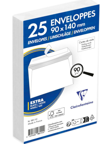 Envelop Adh. Visitekrt.90g 90x140 pk25