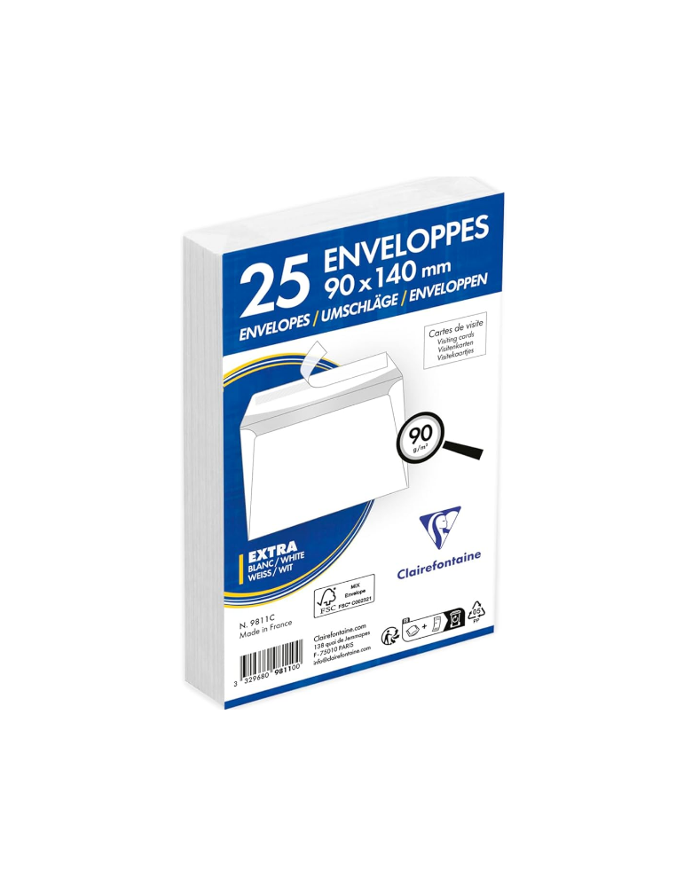 25 enveloppes visite auto.adh. 90x140 90g ss cello