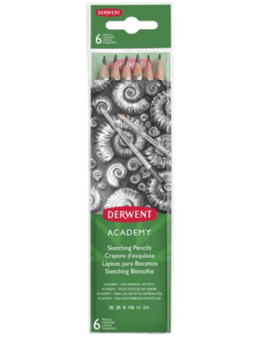 Blister de 6 crayons à croquis Derwent Academy 2H-3B