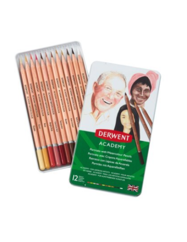 Derwent Academy crayons aquarelle couleur de peau assortis en en boîte