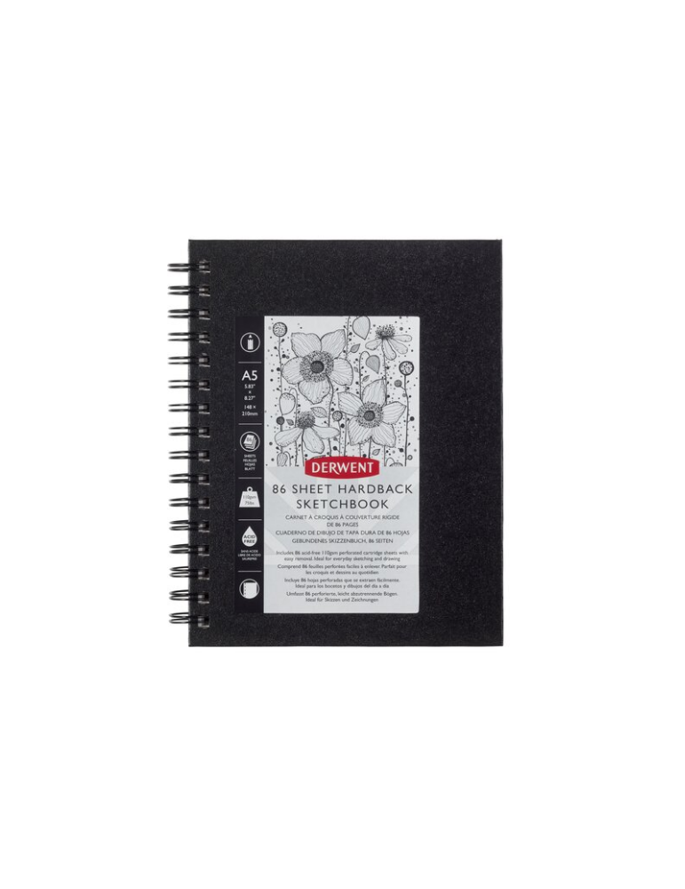 Derwent carnet de croquis A5 spirale noir