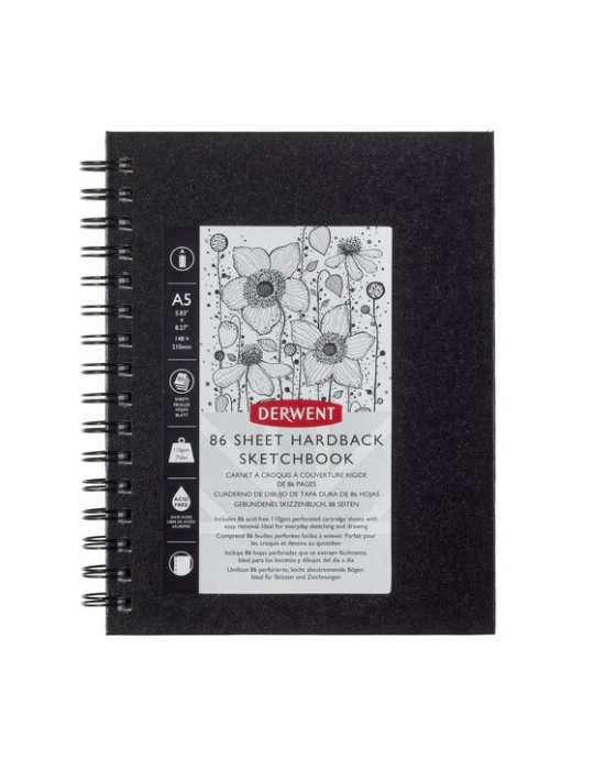 Derwent carnet de croquis A5 spirale noir