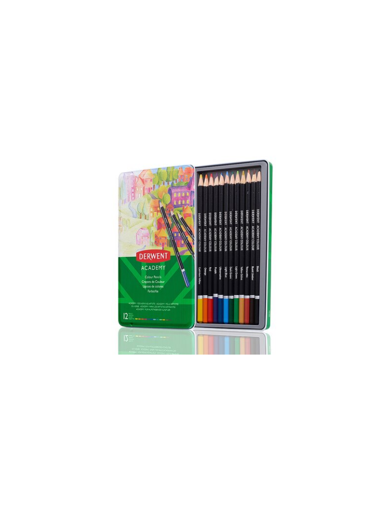 Derwent Academy crayons de couleur assortis en boîte métallique (12)