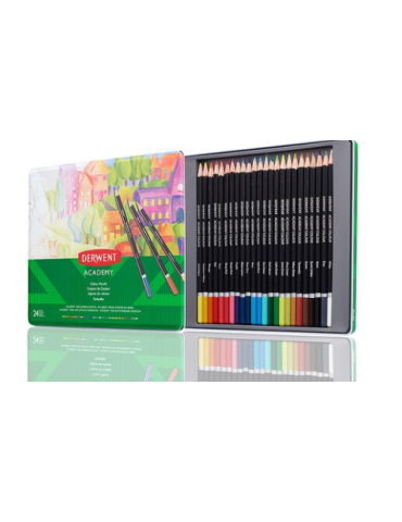 Derwent Academy crayons de couleur assortis en boîte métallique (24)