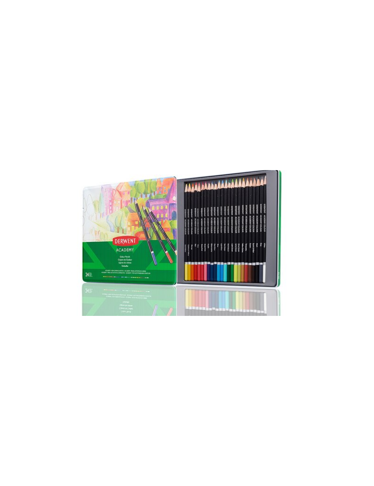 Derwent Academy crayons de couleur assortis en boîte métallique (24)