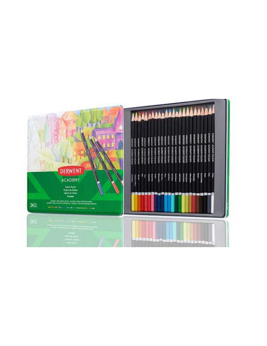 Derwent Academy crayons de couleur assortis en boîte métallique (24)