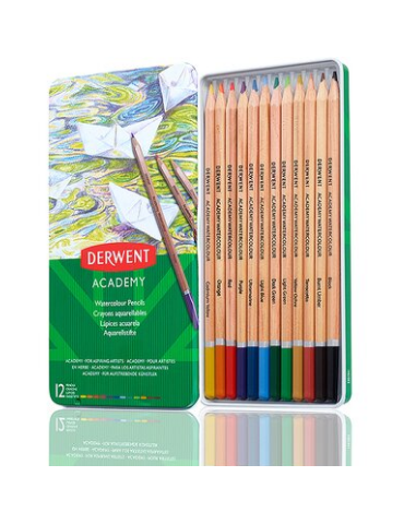 Derwent Academy crayons aquarelle en boîte métallique (12)