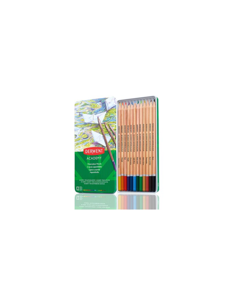 Derwent Academy crayons aquarelle en boîte métallique (12)