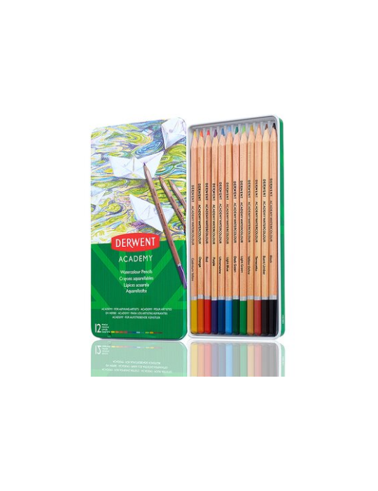 Derwent Academy crayons aquarelle en boîte métallique (12)