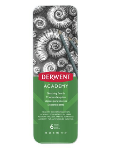 Derwent Academy crayons à croquis 3B-2H en boîte métallique  (6)