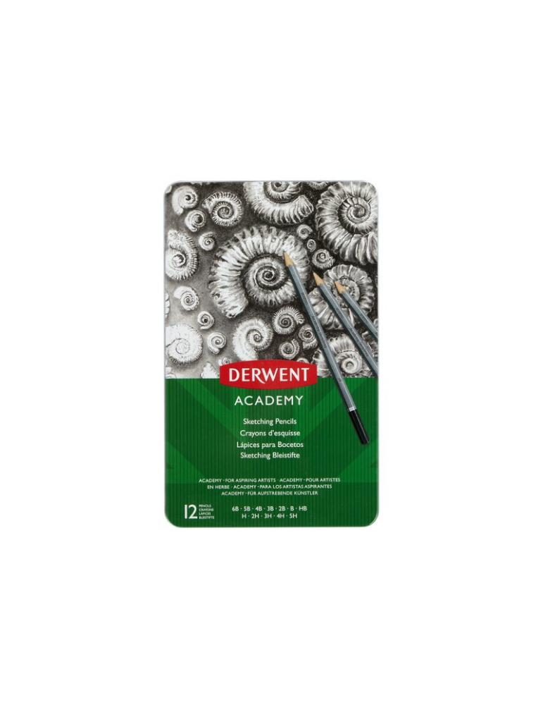 Derwent Academy crayons à croquis 6B-5H en boîte métallique (12)