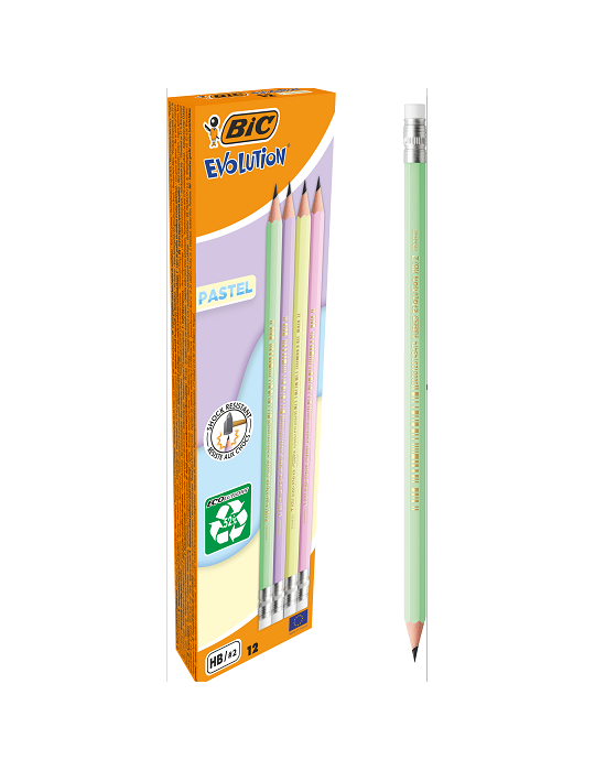 BIC Evolution Pastel grahite avec gomme box 12
