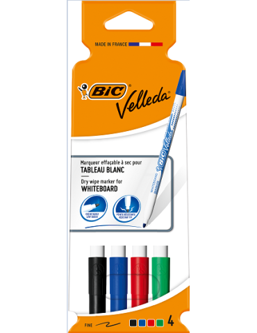 Carboardpack 4 BIC® Whiteboard Marker Velleda® 1721 : assortie