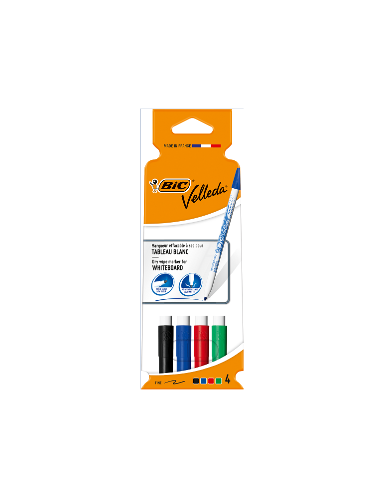 Carboardpack 4 BIC® Whiteboard Marker Velleda® 1721 : assortie