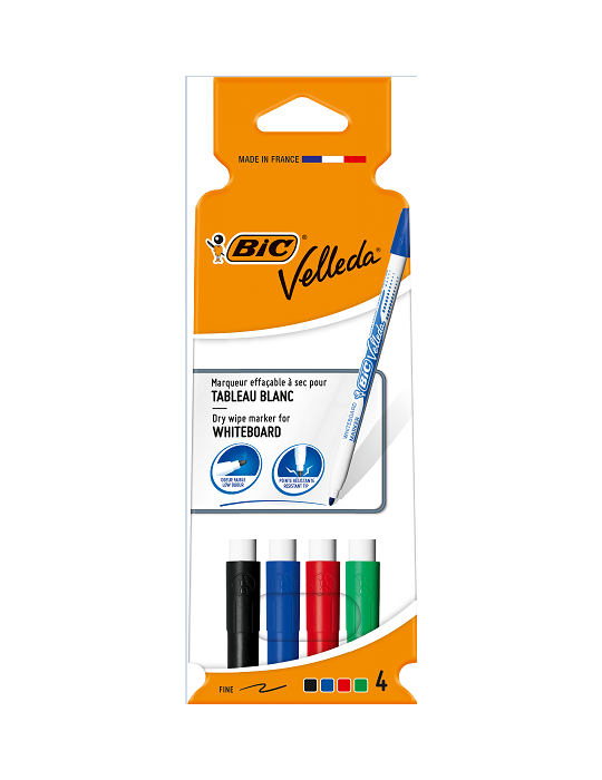 Carboardpack 4 BIC® Whiteboard Marker Velleda® 1721 : assortie