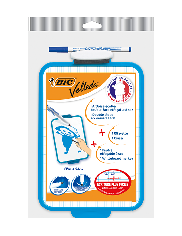 Pouch 1 BIC® 19 x 26 cm Double Face/Dubbelzijdig Bord + 1 feutre/stift