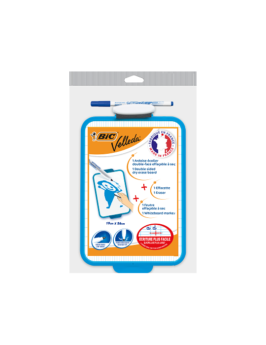 Pouch 1 BIC® 19 x 26 cm Double Face/Dubbelzijdig Bord + 1 feutre/stift