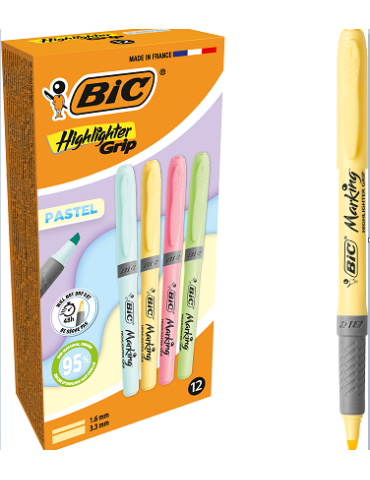 BIC® Highlighter Grip Pastel Box 12
