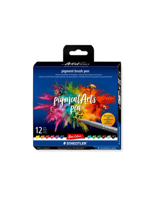 pigment brush pen - etui 12 st "basic colours"