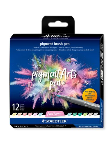 pigment brush pen - étui 12 pc "pastel colours"