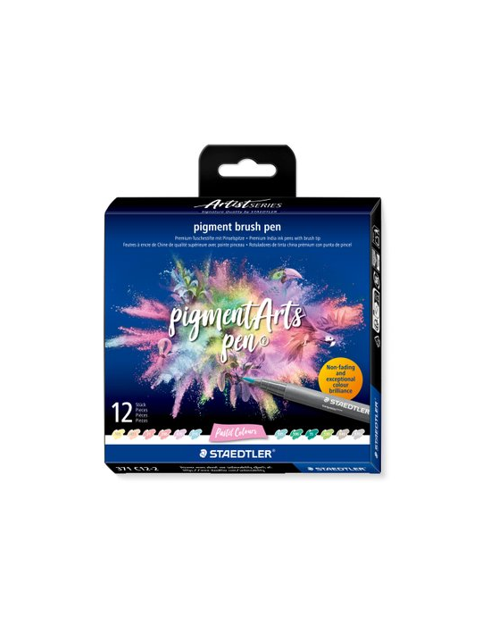 pigment brush pen - étui 12 pc "pastel colours"