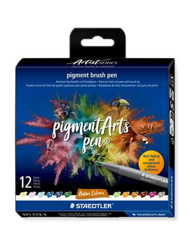 pigment brush pen - étui 12 pc "nature colours"