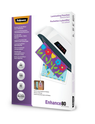 ADH BACK LAMIN POUCH A4 80MIC 100PK