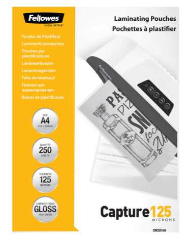 LAMINATING POUCH 125MIC A4 250PK