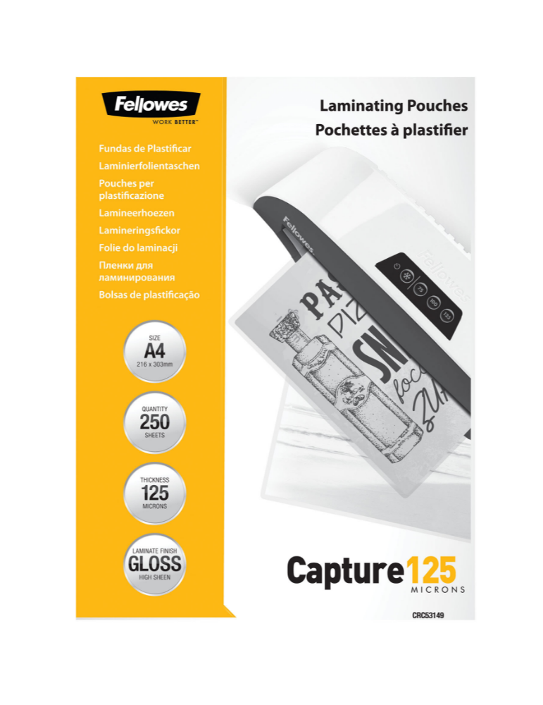 LAMINATING POUCH 125MIC A4 250PK