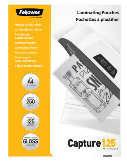LAMINATING POUCH 125MIC A4 250PK