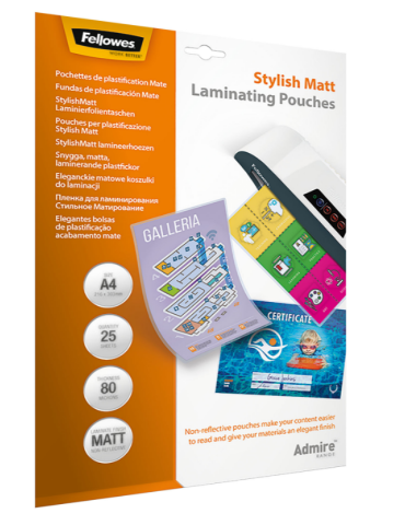 ADMIRE STYLISH MATT POUCH A4 80MIC X 25PK